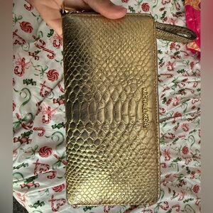 Michael Kors Metallic Gold Snake Wristlet